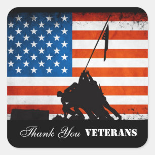 Thank You Veterans Square Sticker
