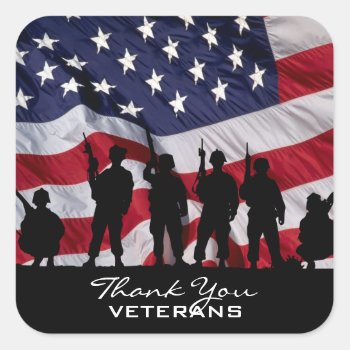 Thank You Veterans Square Sticker by AV_Designs at Zazzle