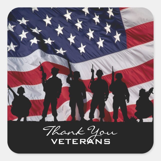 Thank You Veterans Square Sticker (Front)