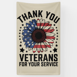 Thank You Veterans Sunflower Military Veterans Day Banner