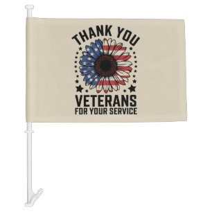 Thank You Veterans Sunflower Military Veterans Day Car Flag