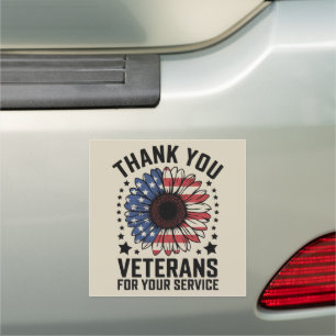 Thank You Veterans Sunflower Military Veterans Day Car Magnet