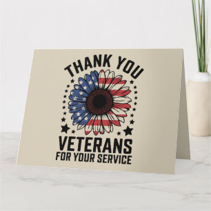 Thank You Veterans Sunflower Military Veterans Day Card