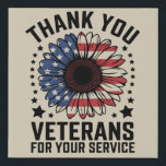 Thank You Veterans Sunflower Military Veterans Day Faux Canvas Print<br><div class="desc">Thank You Veterans Sunflower Military Veterans Day Tribute</div>