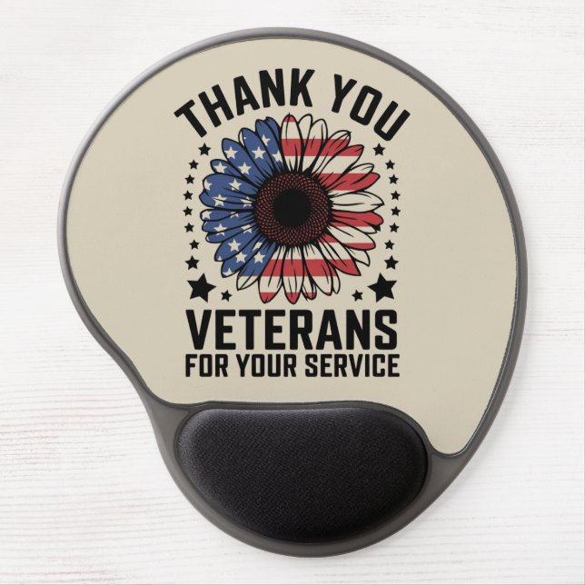Thank You Veterans Sunflower Military Veterans Day Gel Mouse Pad (Front)