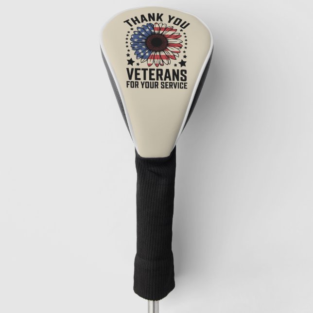 Thank You Veterans Sunflower Military Veterans Day Golf Head Cover (Front)