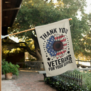 Thank You Veterans Sunflower Military Veterans Day House Flag