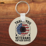 Thank You Veterans Sunflower Military Veterans Day Keychain<br><div class="desc">Thank You Veterans Sunflower Military Veterans Day Tribute</div>