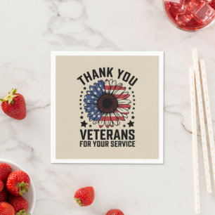 Thank You Veterans Sunflower Military Veterans Day Napkins