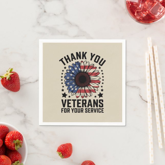 Thank You Veterans Sunflower Military Veterans Day Napkins (Insitu)