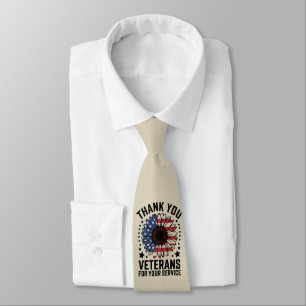 Thank You Veterans Sunflower Military Veterans Day Neck Tie
