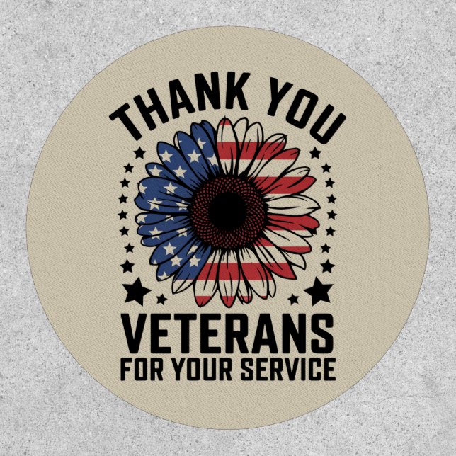 Thank You Veterans Sunflower Military Veterans Day Patch (Front)