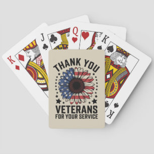 Thank You Veterans Sunflower Military Veterans Day Poker Cards