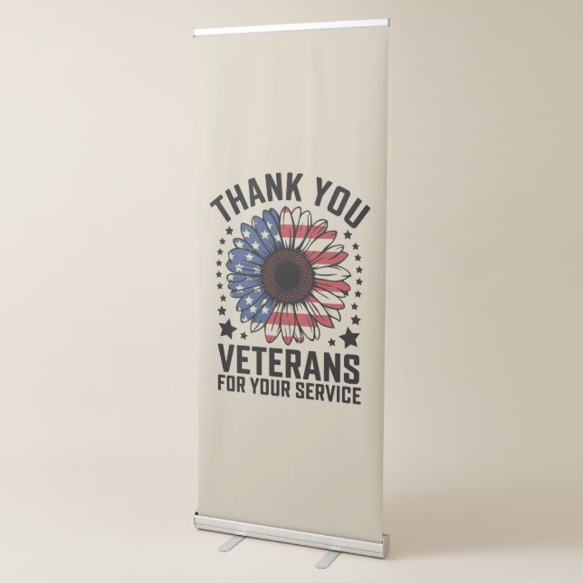 Thank You Veterans Sunflower Military Veterans Day Retractable Banner (3/4)
