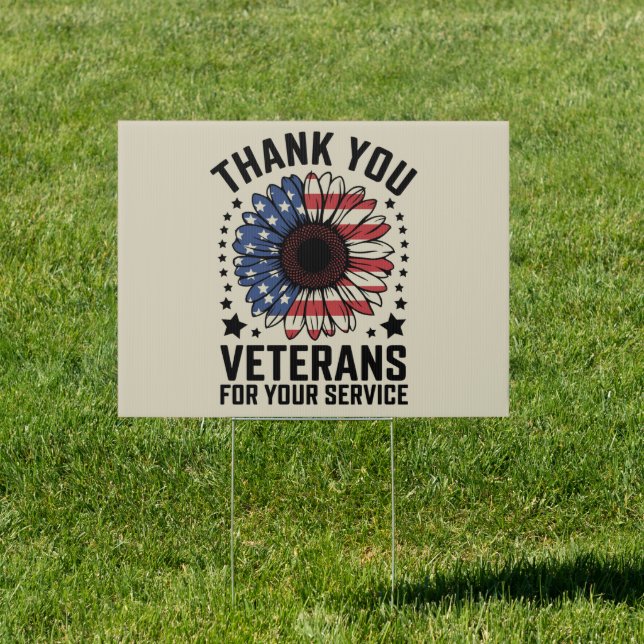Thank You Veterans Sunflower Military Veterans Day Sign (Insitu)