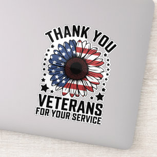 Thank You Veterans Sunflower Military Veterans Day Sticker