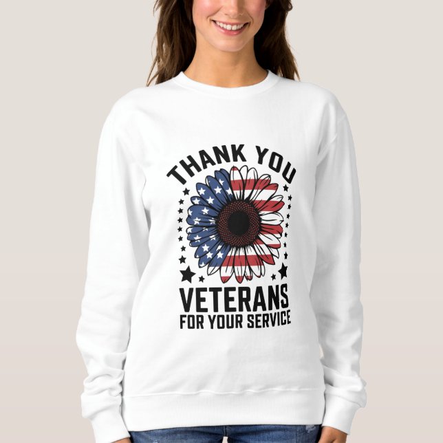 Thank You Veterans Sunflower Military Veterans Day Sweatshirt (Front)