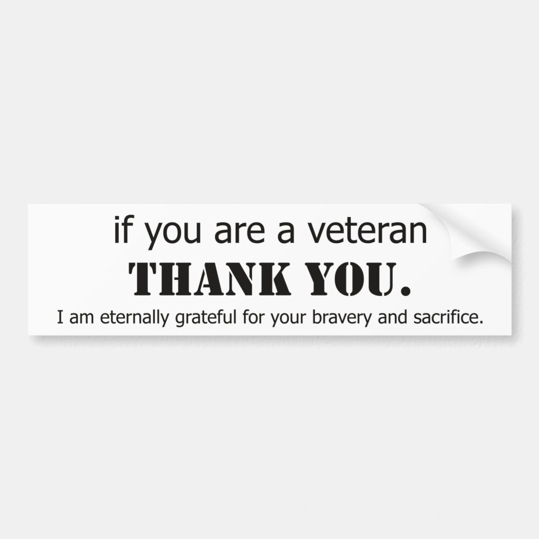 Thank You Veterans. Veteran Appreciation. Bumper Sticker | Zazzle