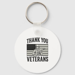 Thank You Veterans Vintage Flag Soldier Shirt Desi Keychain