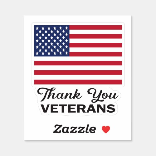 Thank you veterans with US flag Sticker