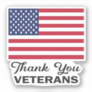 Thank you veterans with US flag Sticker