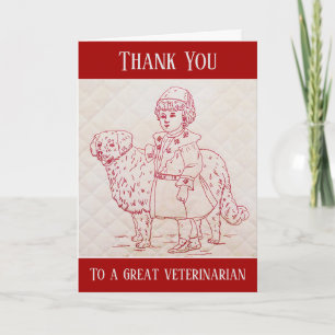 Thank You Veterinarian Vintage Embroidery of Dog