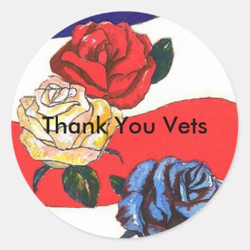 Thank You Vets Red White & Blue Flag/rose Sticker by ScrdBlueCollectibles at Zazzle