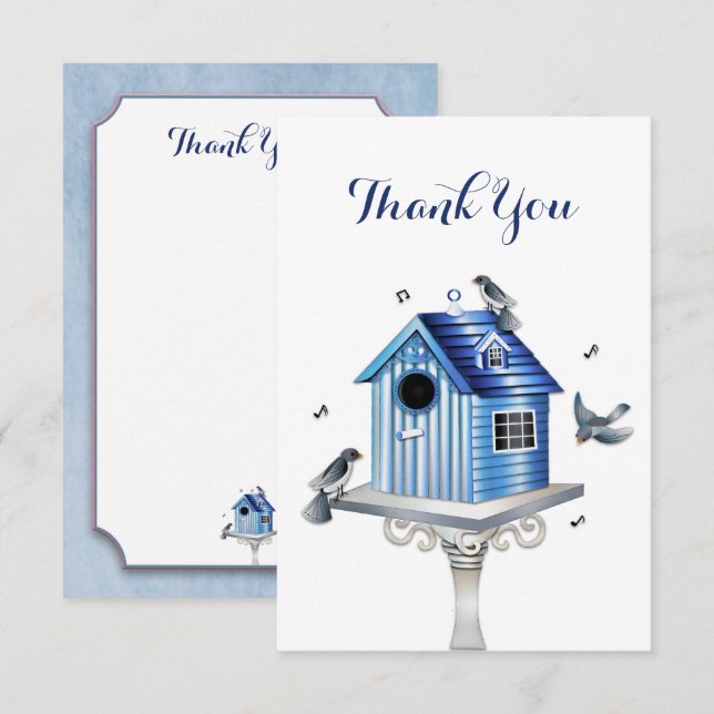 Thank You Victorian Birdhouse Songbirds Card (Front/Back)