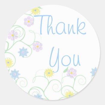 Thank You Vine With Blooms Classic Round Sticker by dbvisualarts at Zazzle