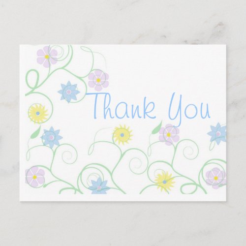 Thank you vine with blooms postcard