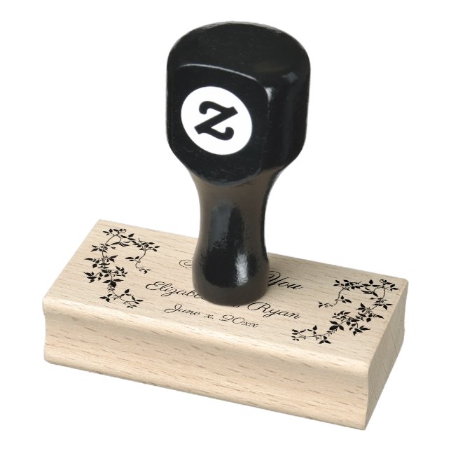 Thank You, Vines Botanical Personalized Rubber Stamp (Stamp)