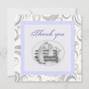 Thank You Vintage Blue Gray Girly