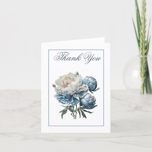 Thank You Vintage Blue Peonies Thank You Card