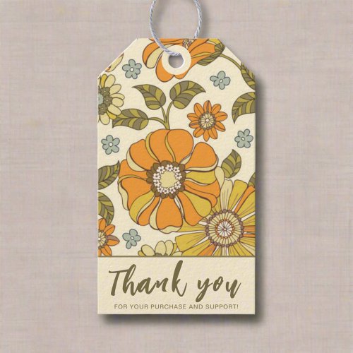 Thank You Vintage Flowers Script Price Clothing   Gift Tags