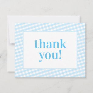 THANK YOU vintage gingham pattern boy baby blue
