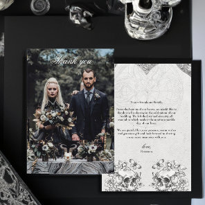 Thank you Vintage Gothic Wedding Skulls Photo Card