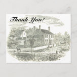 [ Thumbnail: "Thank You!" + Vintage House and Farm Illustration Postcard ]