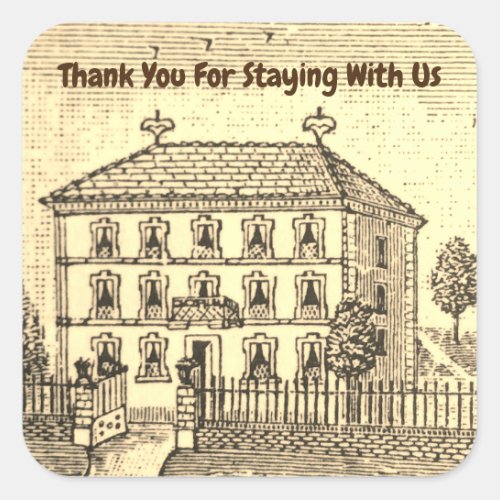 Thank You Vintage House Guest Vacation Home Promo Square Sticker