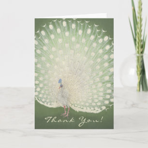 Thank You   Vintage Japanese Fine Art Peacock Card