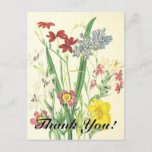 [ Thumbnail: "Thank You!" + Vintage Look Colorful Flowers Postcard ]