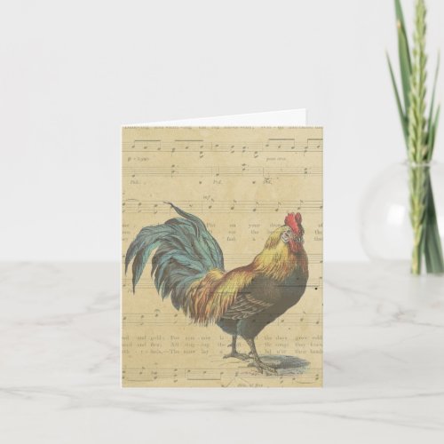 Thank You Vintage Rooster Sheet Music Notes Rustic