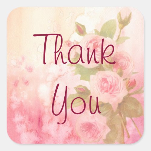 Thank You Vintage Rustic Rose Sticker