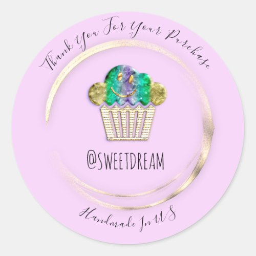 Thank You Violet Gold Sweet Muffin Food Shop  Classic Round Sticker