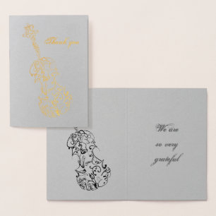 Thank You Violin Line Drawing Foil Card