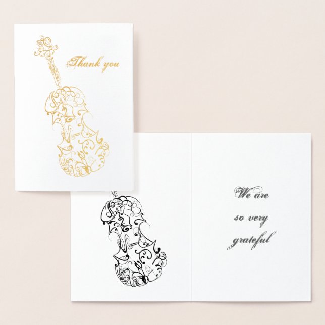 Thank You Violin Line Drawing Foil Card (Display)