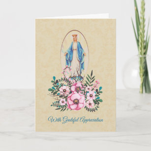 Thank You Virgin Mother Mary with Flowers Holiday Card
