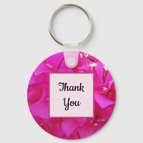 Thank You Vivid Pink Azalea Flower Petal Photo Keychain