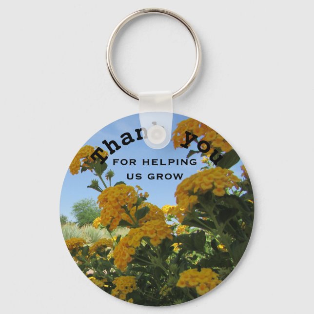 Thank You Vivid Yellow Flower Teacher Appreciation Keychain (Front)