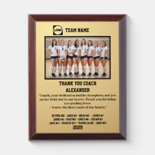 Thank You Volleyball Coach, Custom Photo & Names Award Plaque