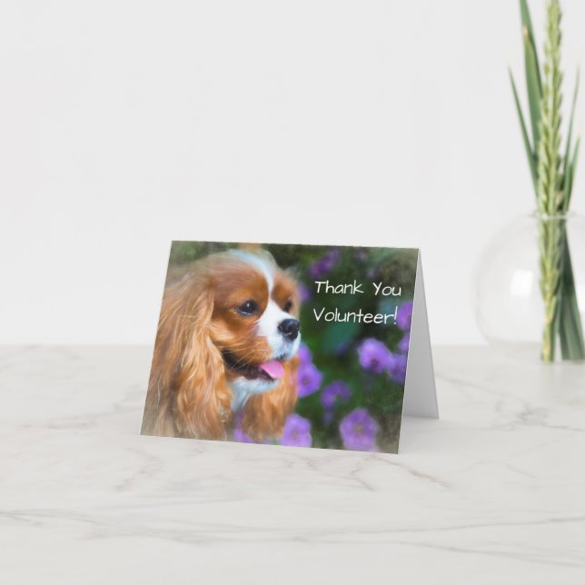 Thank You Volunteer Cavalier King Charles Spaniel Card (Front)